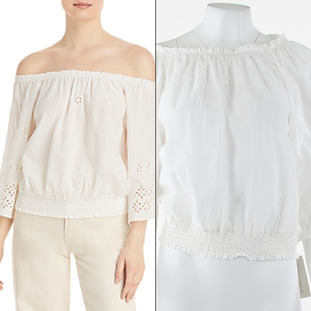 Single Thread Eyelet Off-the-Shoulder Top